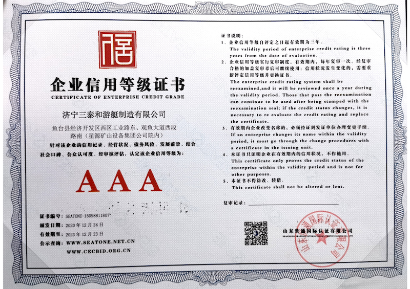 AAA企業(yè)信用證書